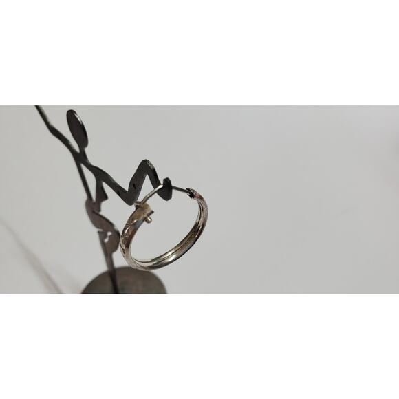 Vintage Sterling Silver Starburst Design Hoop Earrings - Picture 6 of 6